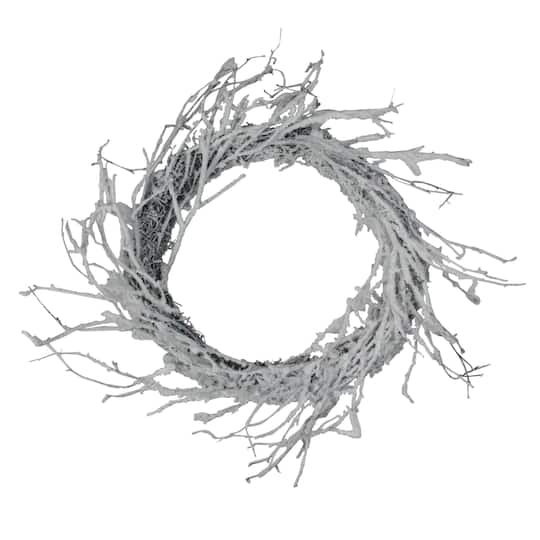24" Flocked Glitter Twig Artificial Wreath
